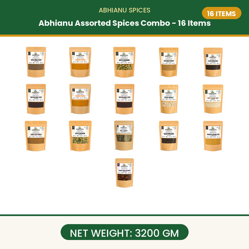Abhianu Spices Assorted Indian Spices Combo 16 Items 3.2 Kg