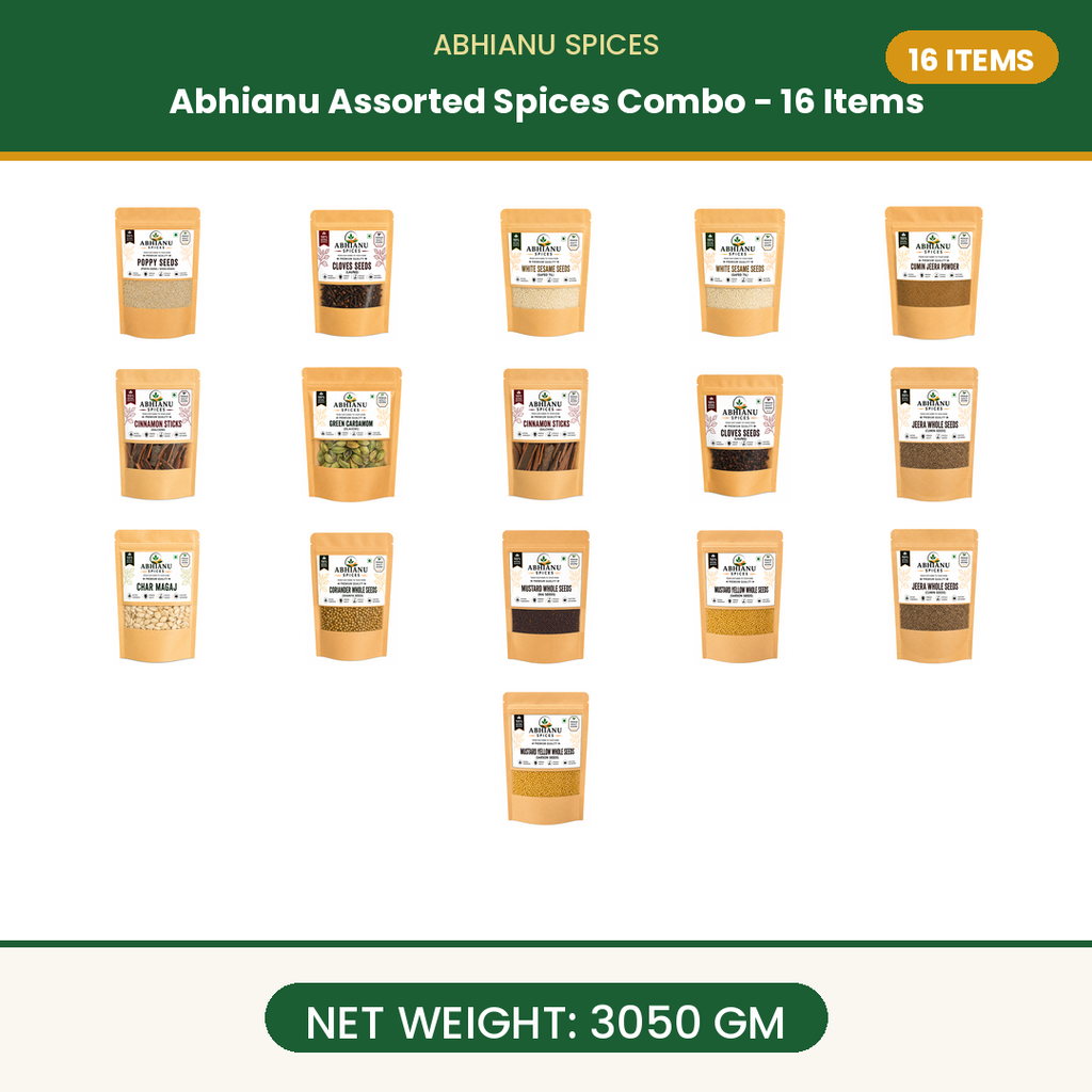 Abhianu Spices Assorted Indian Spices Combo 16 Items 3.05 Kg