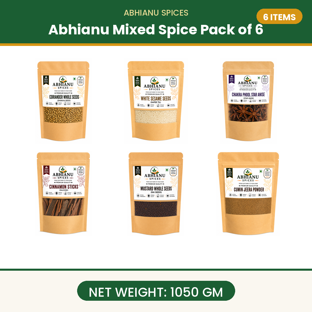 Abhianu Spices Assorted Indian Spices Combo 6 In 1.05 Kg
