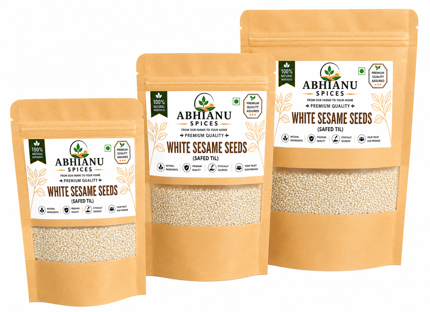 Abhianu Spices White Sesame Seeds Safed Til 500 G Pack Of 5