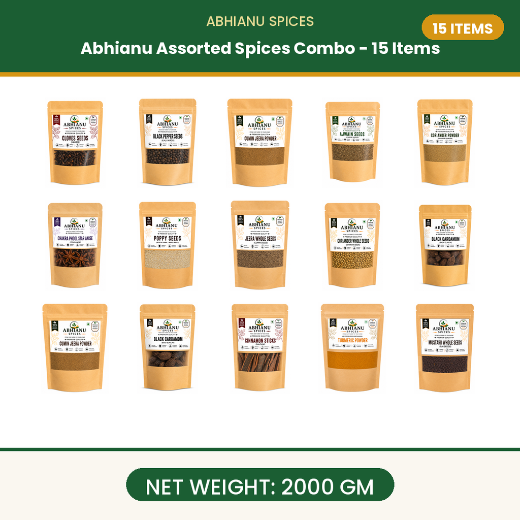 Abhianu Spices Assorted Indian Spices Combo 15 Items 2 Kg