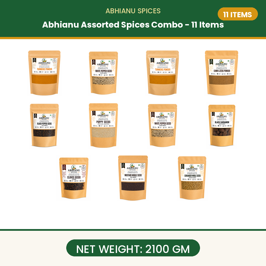Abhianu Spices Assorted Indian Spices Combo 11 Items 2.1 Kg