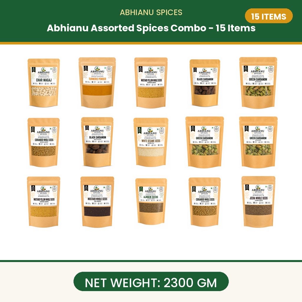 Abhianu Spices Assorted Indian Spices Combo 15 Items 2.3 Kg