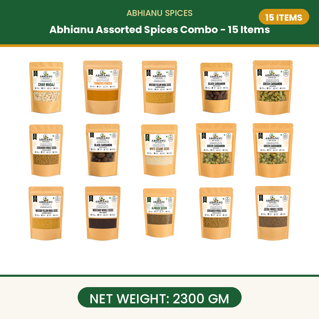 Abhianu Spices Assorted Indian Spices Combo 15 Items 2.3 Kg