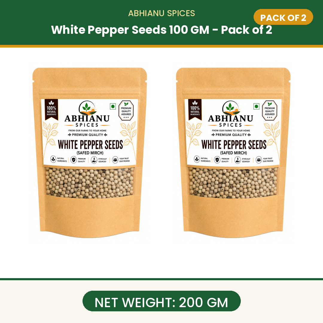 Abhianu Spices White Peppercorns Whole 500 G