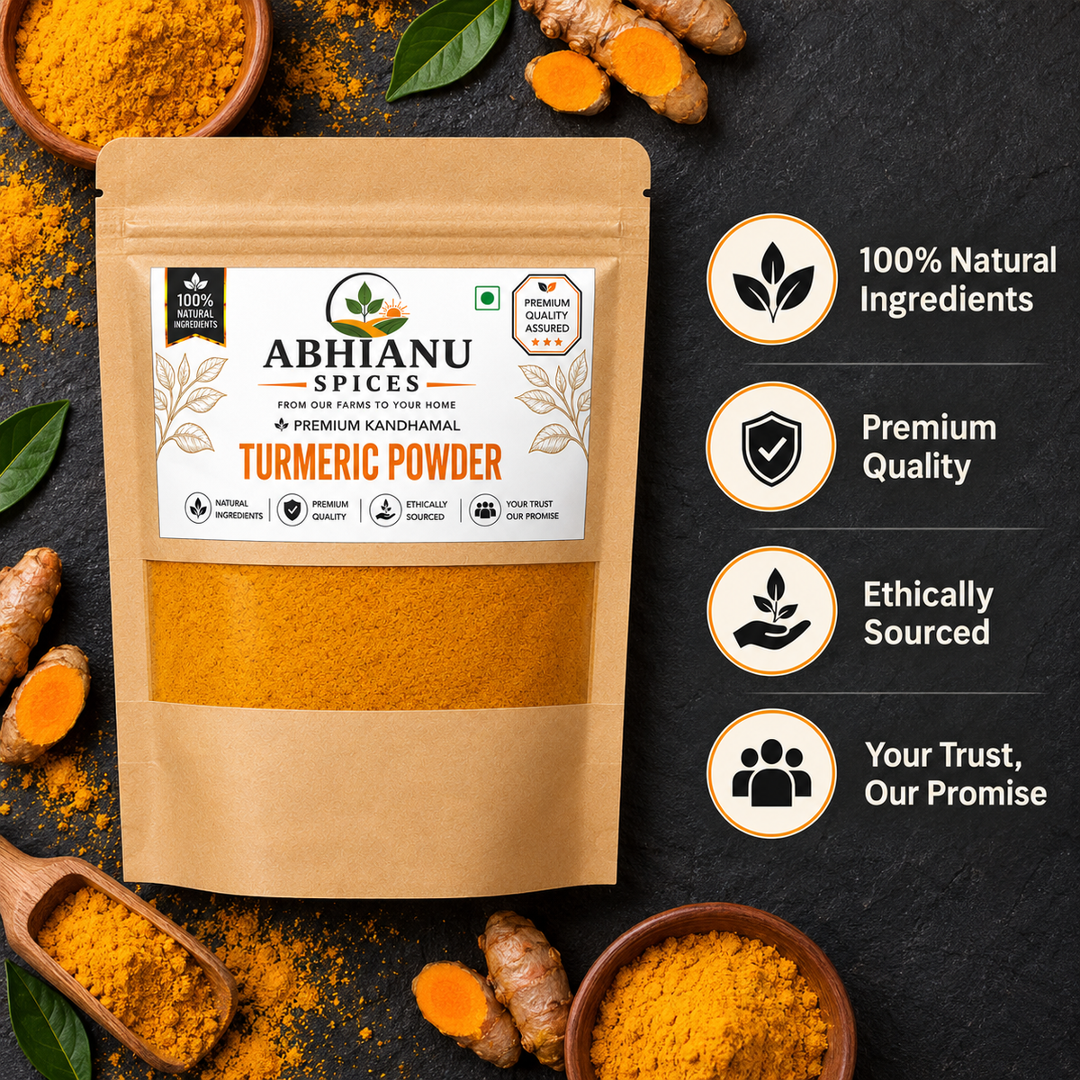 Abhianu Spices Kandhamal Turmeric Powder