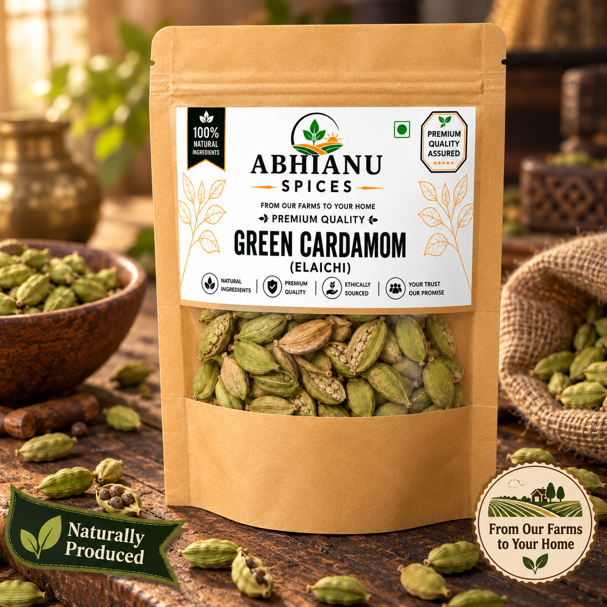 Abhianu Spices Green Cardamom Whole Pods