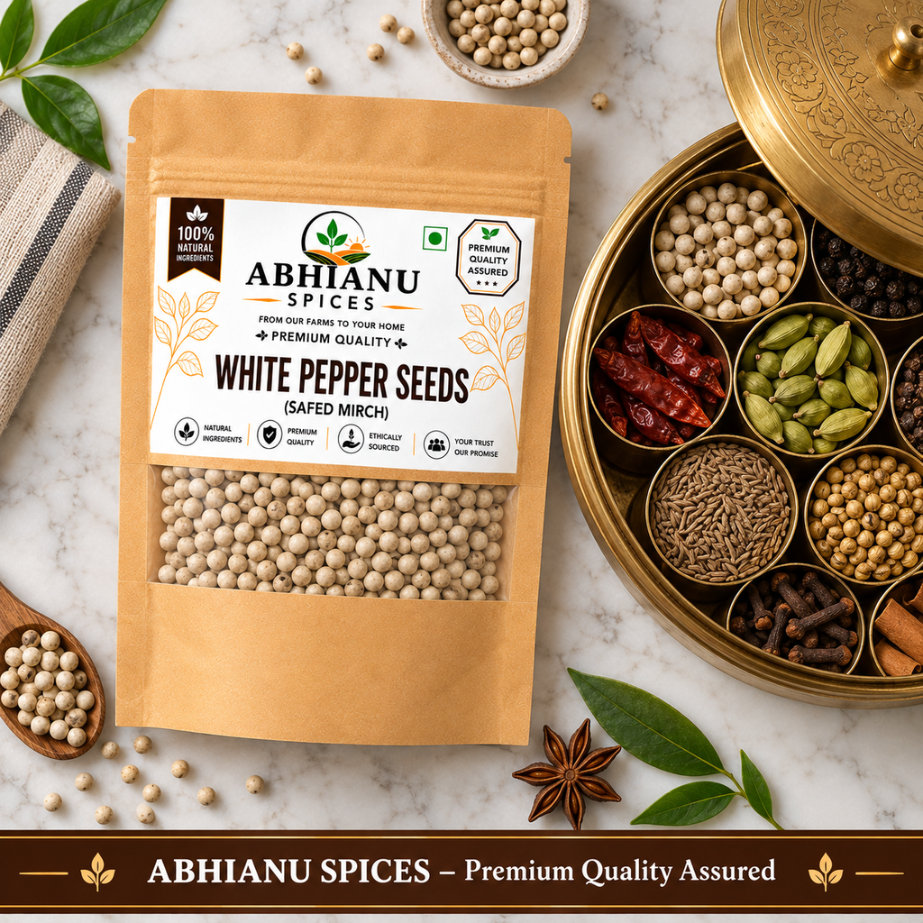 Abhianu Spices White Peppercorns Whole