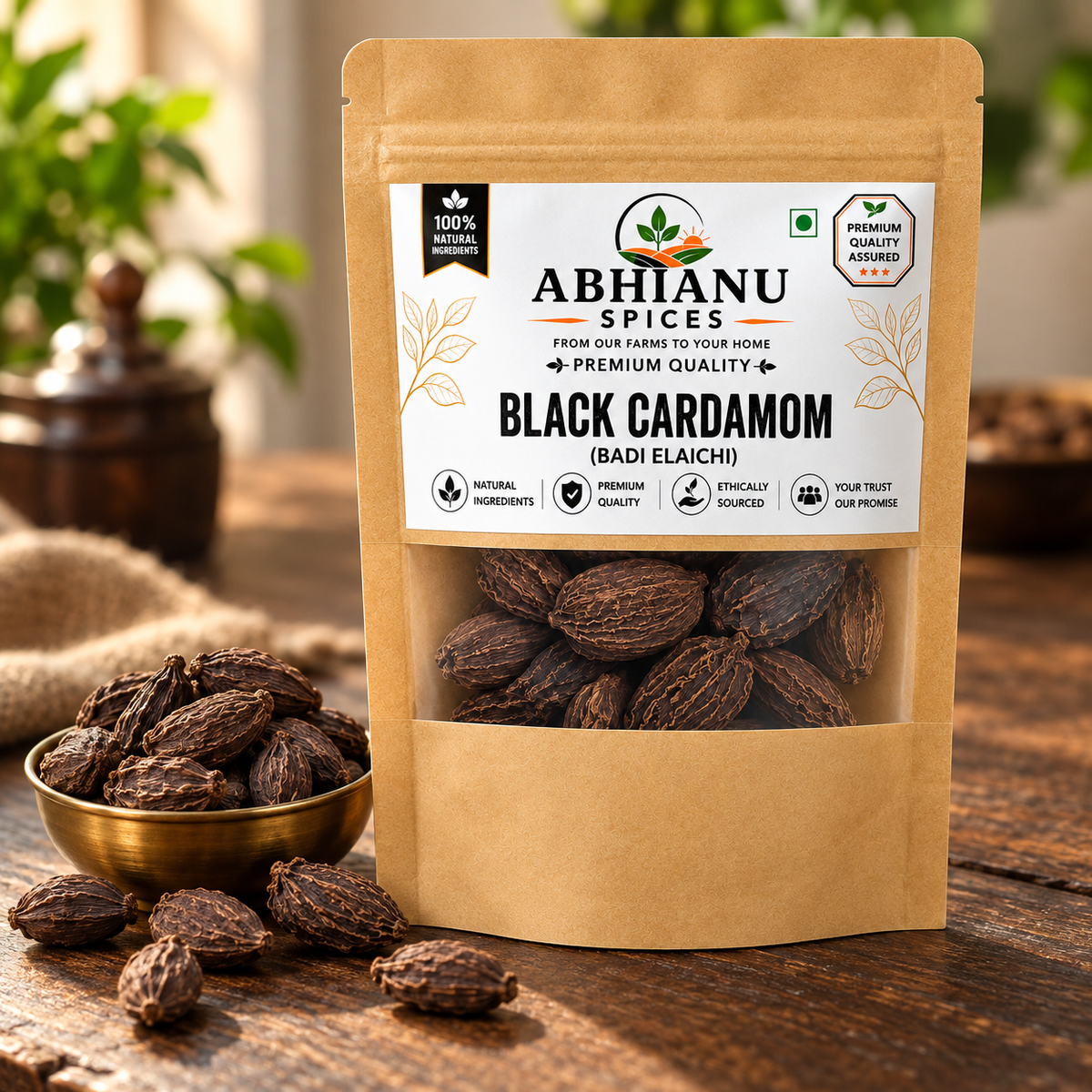 Abhianu Spices Black Cardamom Whole Pods