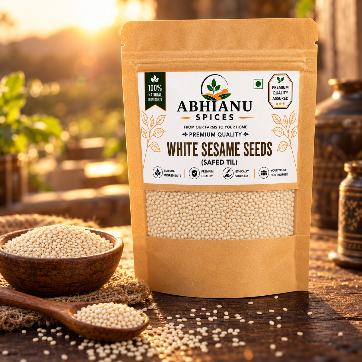 Abhianu Spices White Sesame Seeds Safed Til