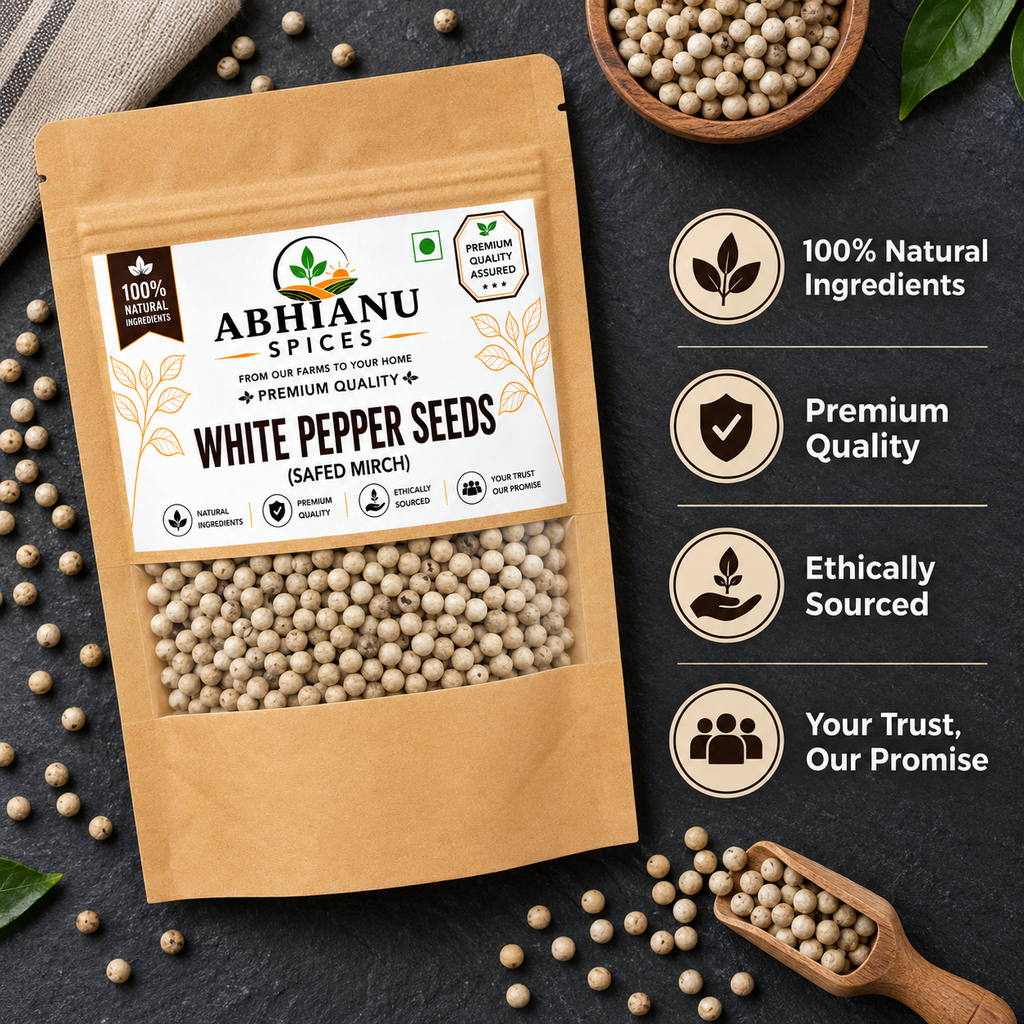 Abhianu Spices White Peppercorns Whole