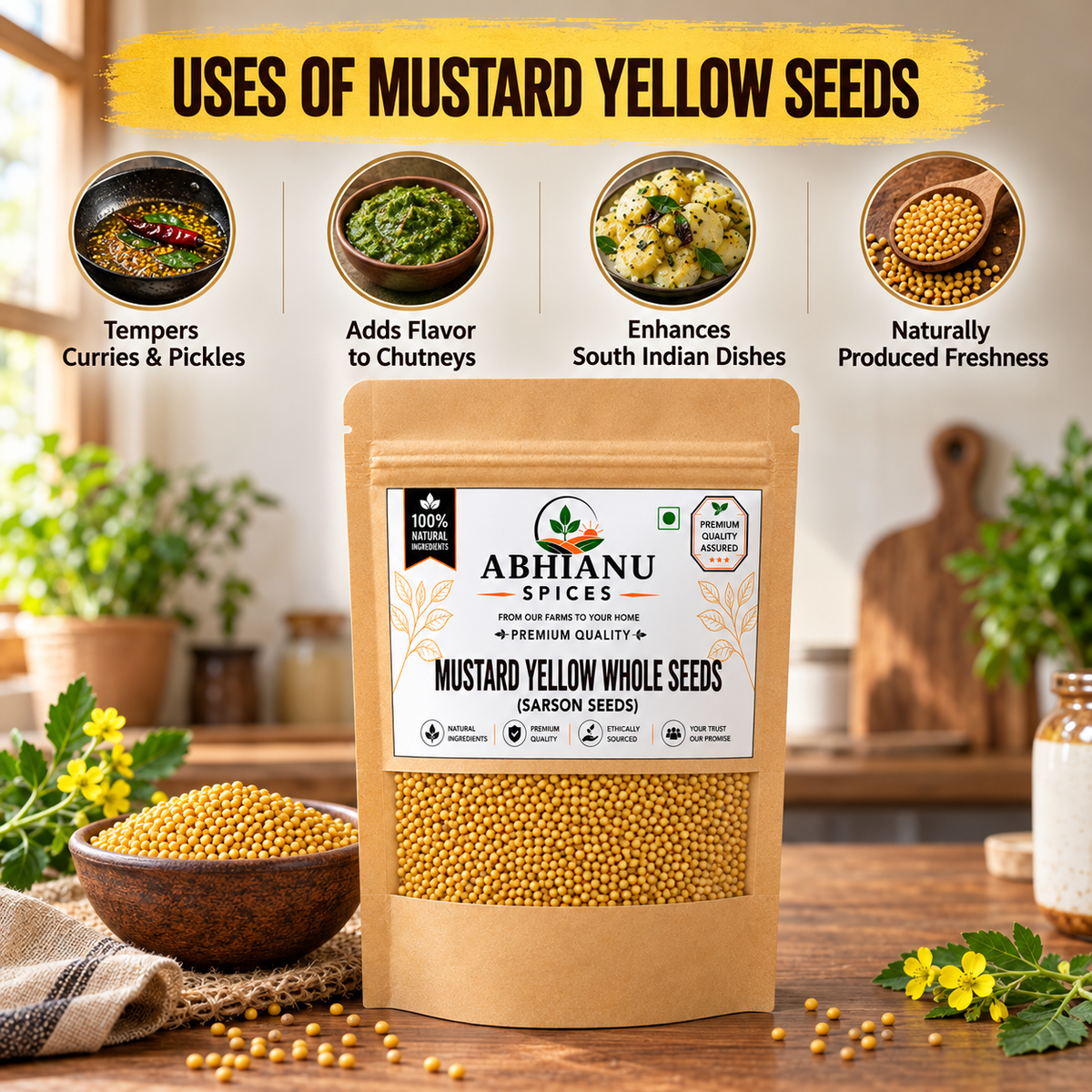 Abhianu Spices Yellow Mustard Seeds