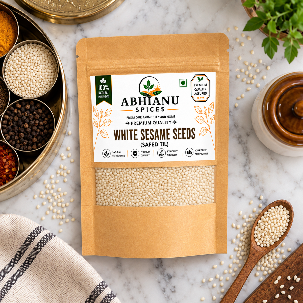 Abhianu Spices White Sesame Seeds Safed Til
