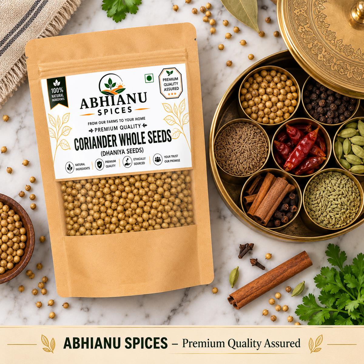 Abhianu Spices Coriander Whole Sabut Dhania