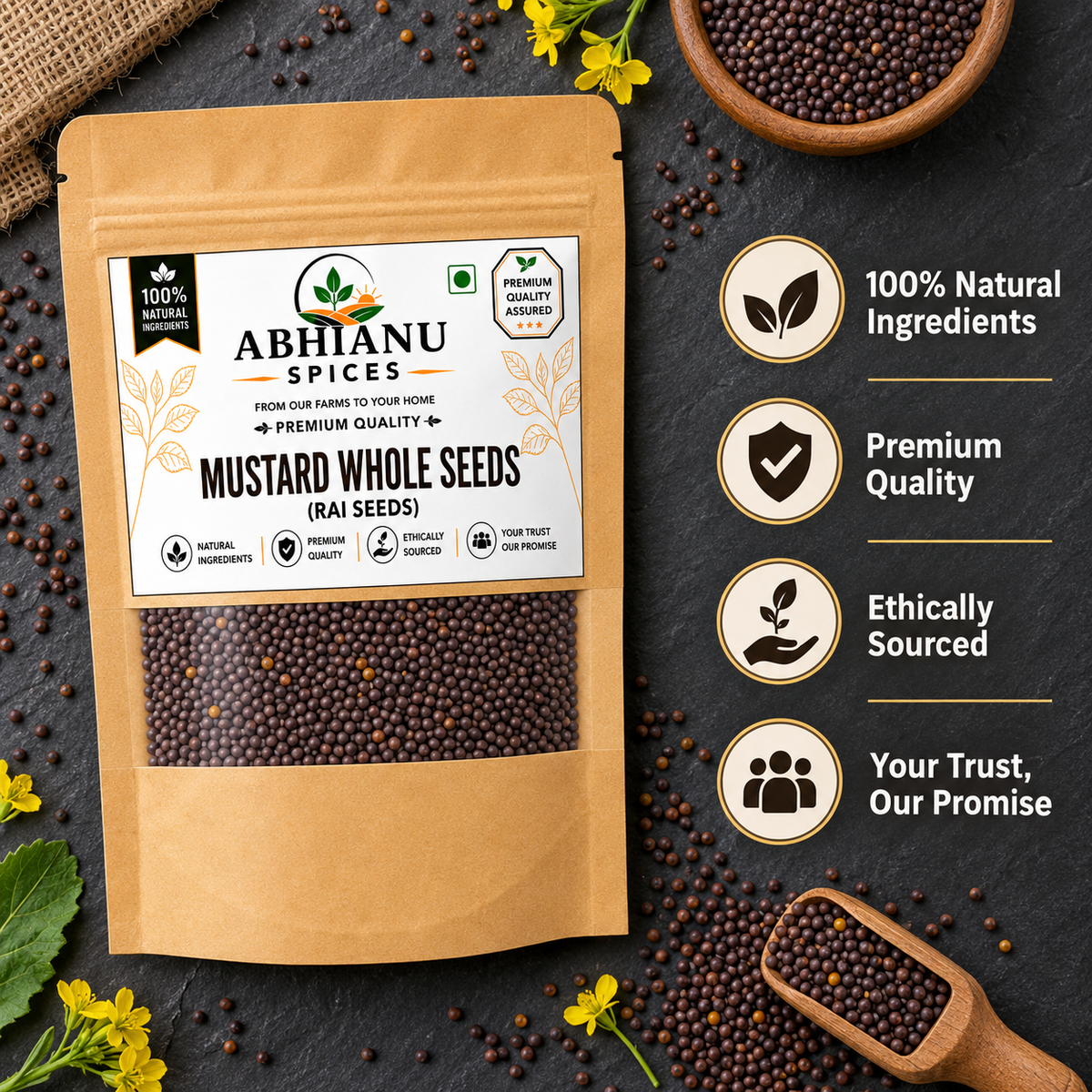 Abhianu Spices Mustard Seeds Rai Sarson