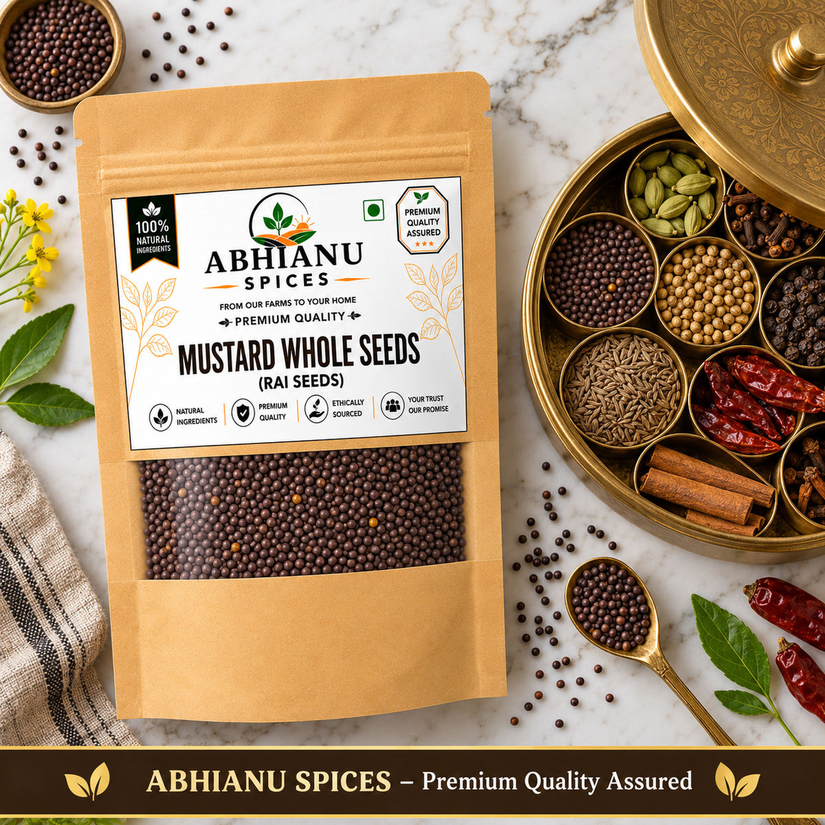 Abhianu Spices Yellow Mustard Seeds