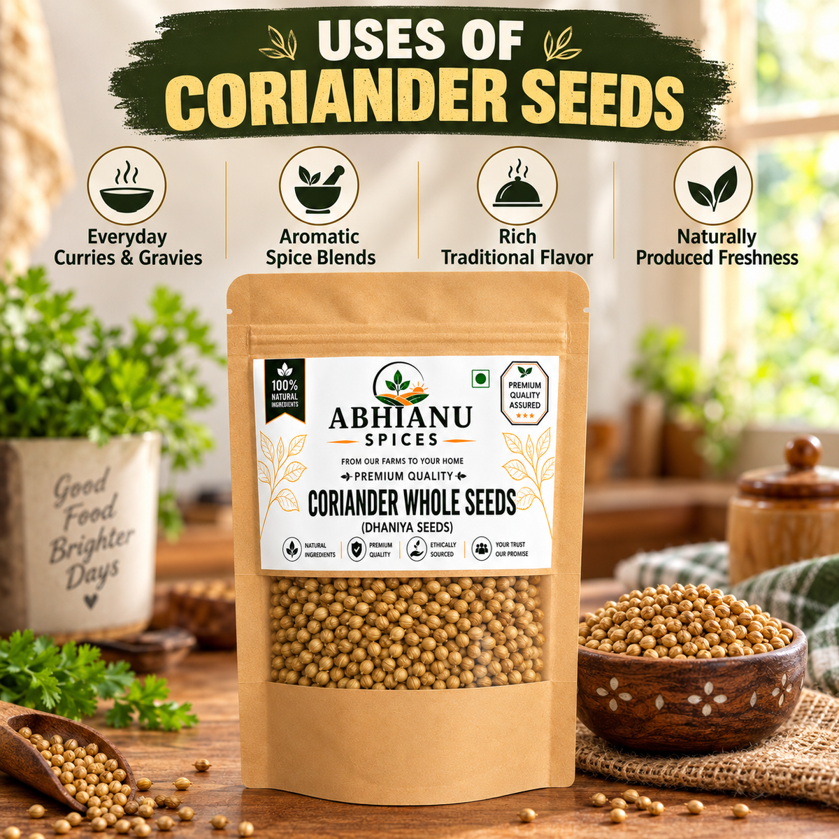 Abhianu Spices Coriander Whole Sabut Dhania