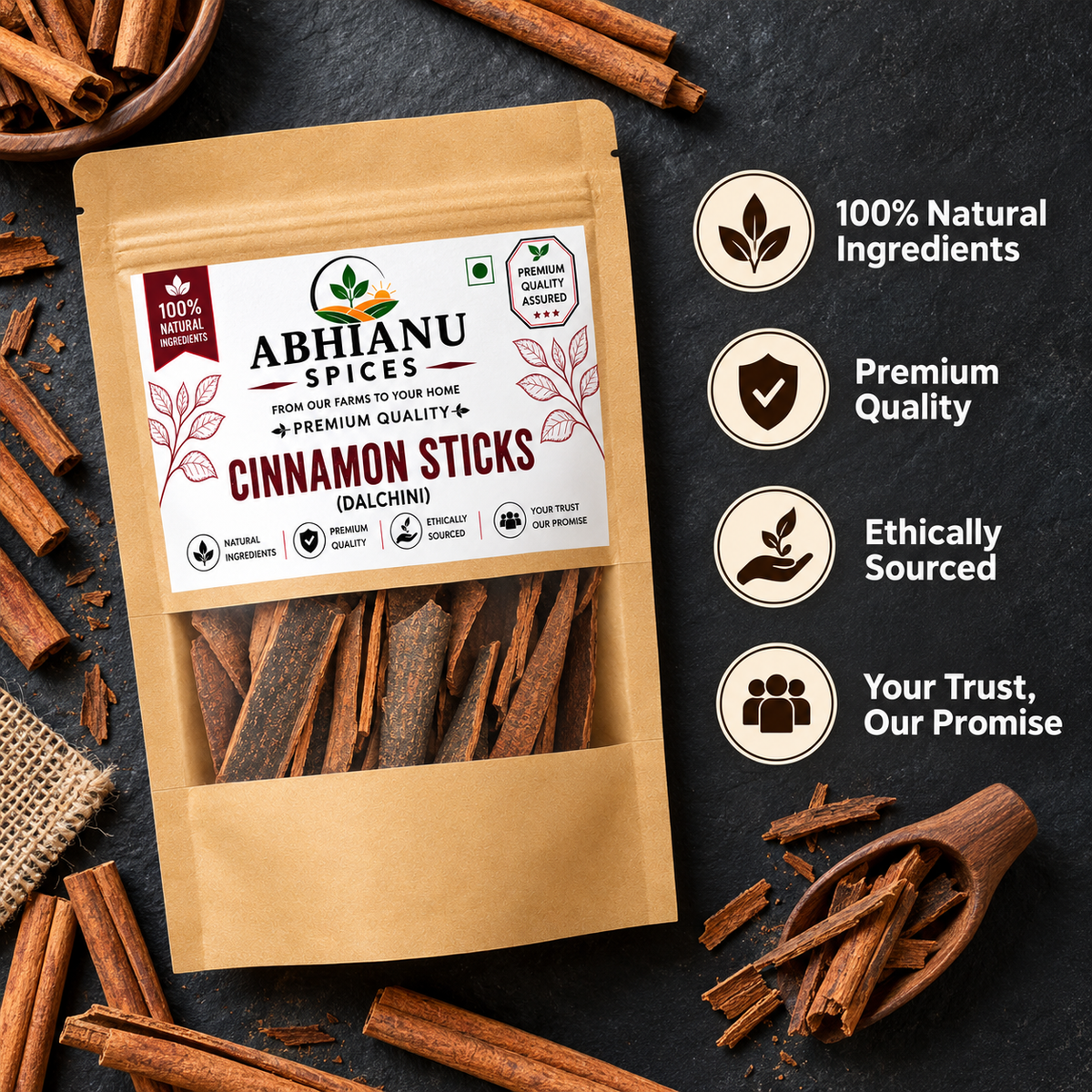 Abhianu Spices Cinnamon Dalchini