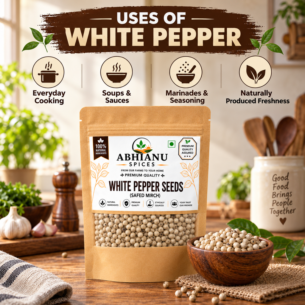 Abhianu Spices White Peppercorns Whole